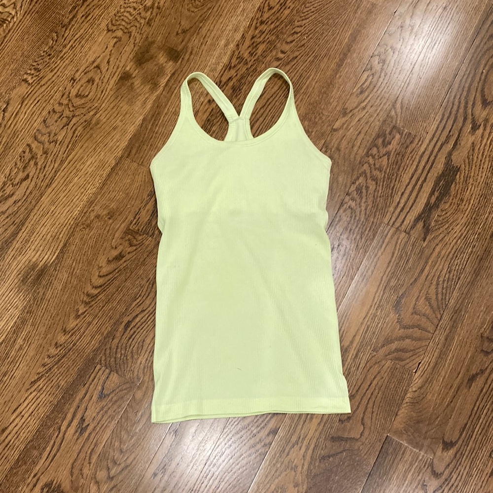 NEON green lululemon ebb street tank top size 4
